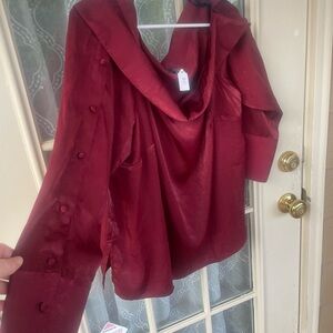 Eloquii Deep Red Satin Top- Cowl Neck- Size 20